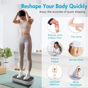 Baokaler Rican Vibration Plate Exercise Machine, Full-Body Workout, 300 lb Capacity, 200W Power, LCD Display, Resistance Bands, Silver-White