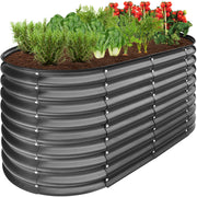 Best Choice Products Outdoor Raised Metal Oval Garden Bed, 16 Cubic Feet, 24-Inch Depth, Charcoal, 4x2x2 ft