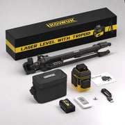 IKOVWUK Laser Level with Tripod, 2x360Degress Self-leveling Green Cross Line, 8 Lines Laser Level Tool with Rechargeable Battery & Type-C Charging Port