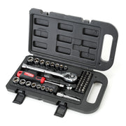 Hyper Tough 55-Piece Auto Repair Socket Set, Chrome Vanadium Steel, Metric and SAE Sizes, Color-Coded Rings, Blow Mold Case, 8UJ0108S