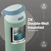 TAL Stainless Steel 2-in-1 Water Bottle with Sip and Chug Lid, Sage, 24 fl oz