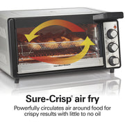 Hamilton Beach Sure-Crisp 6 Slice Air Fry Toaster Oven with Easy-View Window, Silver with Black and Stainless Steel Accents, 31480
