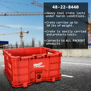 Milwaukee 48-22-8440 Packout 18.6 in. Tool Storage Crate Bin with Carrying Handles and 50 lbs. Weight Capacity
