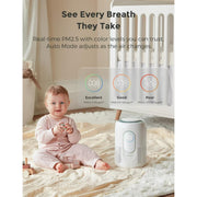 Momcozy Nursery Air Purifier, Quad-Layer H13 HEPA & Carbon Filter, Real-Time PM2.5 Monitor, Ultra-Quiet 21 dB Sleep Mode, Dimmable Night Light, White