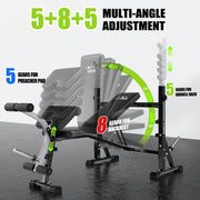 FLYBIRD Olympic Weight Bench Adjustable Press with Rack, Leg Developer & Preacher Curl (1000Lbs/2025)