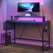 Bestier 669803804 41.7 inch Gaming Desk with LED Monitor Stand, Storage Pocket, Grid Side Frame