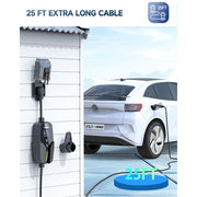 EVDANCE Portable Level 2 EV Charger, 32 Amp, 7.68 kW, 240V, 25 ft Cable, Adjustable Current and Delay Charging, Black, EV-ACS3205U