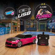 Jada Toys Pink Slips 1:16 Scale 2024 Chevy Camaro ZL1 1LE RC Car, USB Charging, Premium Rubber Tires, Plastic Body