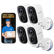 CiNMOORE Wireless Security Cameras 4MP UHD, AI Person Detection, Full-Color Night Vision, IP66 Waterproof, Battery Powered, Two-Way Audio, 4-Pack