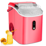 LHRIVER HZB-15N-LH-RDN2 35lbs Countertop Ice Maker, Crushed Nugget Ice Type with Scoop, Cubes Ready in 10 Mins, Red