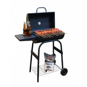 BN-LINK Barrel Charcoal Grill Outdoor Portable BBQ Grill & Smoker Combo with Built-In Thermometer, Foldable Side Shelf, 320 Sq. In. Cooking Area, Black, CP-C937
