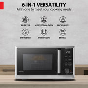 Toshiba 6-in-1 Inverter Countertop Microwave Oven Air Fryer Combo, 0.9 cu.ft, 11.3 in Turntable, 27 Auto Menus, Stainless Steel ML2-EC09SAIT(SS)