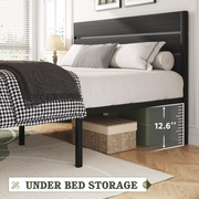 Lifezone WLF217QGY Queen Bed Frame with Rustic Vintage Wood Headboard and Footboard,Metal Support,Grey