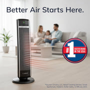 Lasko Digital Ceramic Tower Space Heater, 1500W, Black, 29 in, Remote Control, Adjustable Thermostat, Oscillation, Timer CT30754