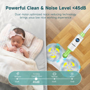 AlfaBot S1-1A Cordless Electric Steam Mop, Dual-Spin, Self-Propelled, LED Headlight, Water Spray, Large Tank, Green
