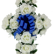 Mainstays 24in Outdoor Artificial Rose Floral Cross, Rose in White Color