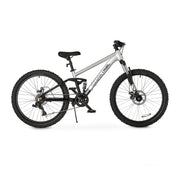 Ozark Trail 24 FS.1 Epictrail Full Suspension Mountain Bike, Alloy Frame, 1x8 Speed, Disc Brakes, 24x2.35 Tires, Silver