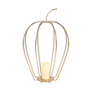 Way To Celebrate Gold Metal Pumpkin Lantern, Halloween Decoration, 26 Inch Height