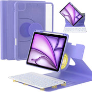 Vinci Keyboard Case for iPad Air 11-inch M2 2024, iPad Pro 11 1st-4th Gen, Air 6th-4th 10.9-inch, Purple, 360 Rotatable Magnetic Case with Pencil Holder, 7-Color Backlight Wireless Keyboard