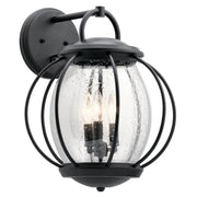 Kichler Vandalia Collection 3-Light Outdoor Wall Lantern, Textured Black, Aluminum Frame, Clear Seeded Glass, 18 in H, 14 in W, 49729BKT