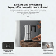 CDKM Fully Automatic Electric Mocha Pot Coffee Maker, One-Touch Brewing, Anti-Dry Burn, 3-6 Cup Capacity, 304 Stainless Steel, Brown, MC-70A