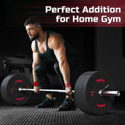 FitRx Olympic Weight Plates, 45lb Bumper Plates Pair, Rubber Coated with 2-Inch Stainless Steel Center Ring
