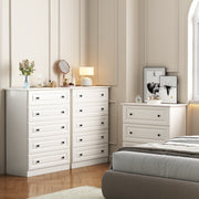 IDEALSOUL 5 Drawer Dresser with Carved Panels, White - Durable