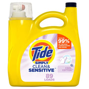 Tide Simply Clean & Sensitive Liquid Laundry Detergent, Cool Cotton Scent, 117 Fl Oz, 89 Loads, 30772120828