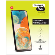 Samsung A23 Galaxy Straight Talk/TracFone 5G 64GB Locked Prepaid Smartphone, Black