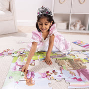 Melissa & Doug Princess 3-in-1 Deluxe Collection Themed Gift Set, Satiny Ruffled Gown Costume, 48-Piece Jumbo Floor Puzzle, Reusable Water WOW Activity Pad, FSC-Certified Materials