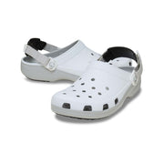 Crocs Classic Turbo Clogs, Adjustable Backstrap, Rubber Outsole, Sporty Color Blocked Design, White, 211287-100