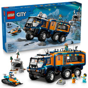 LEGO City Arctic Explorer Science Lab Truck, 1,064 Pieces, 6-Wheel Suspension, Rotating Observatory, Snowmobile, 5 Minifigures, 3 Arctic Wolves, Ages 8+