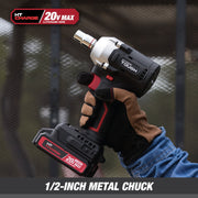 Hyper Tough 6060 20V Brushless Cordless Impact Wrench, 350 ft-lbs Torque, 3-Speed, 1/2-Inch Drive, Black and Red