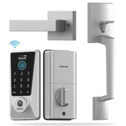 DESLOC D110PLUS Smart Fingerprint Door Lock with Wi-Fi and Bluetooth, Passcode and Card Access, Silver Handle Kit, Keyless Entry with App Control