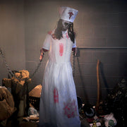 Haunted Hill Farm Life-Size Animatronic Convulsing Nurse Halloween Decoration, Motion and Sound Activated, Adjustable Volume, Multicolor, 5.2 Ft HHCONVULNRSE-1FLSA