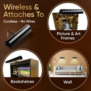 Concept Lighting Matte Black 18in Battery Powered LED Picture Light with Remote, Dimmable, Wireless, Tilting Head, 303L