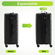 Gianna 20 Inch Hardside Expandable Luggage with TSA Lock, 360 Spinner Wheels, Black and White