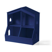 Little Seeds Trellis Storage Cubby Bookcase, Montessori-Inspired House-Shaped Design, Durable Engineered Wood, Deep Blue, 20.6in x 11.25in x 22.75in, TF018DBP
