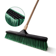 Eyliden Heavy Duty Push Broom, 24 in Wide Head, Stiff PET Bristles, 66 in Green Steel Handle, JX-22
