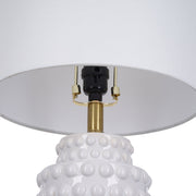 Catalina Lighting My Texas House Hob-Nail Ceramic Table Lamp with White Fabric Drum Shade, Brass Accents, 21 in, 24182-000
