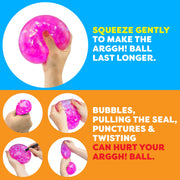 Power Your Fun Arggh Glitter Stress Ball, Medium Pink, 4 in Diameter, Squishy Fidget Sensory Toy for Kids and Adults