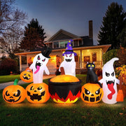 Ayieyill 8.5FT Halloween Inflatable Pumpkin Ghost Family with Built-in LED Lights, Outdoor Yard Decoration, Polyester
