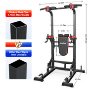 LNOW Multifunction Power Tower with Incline Bench, Rock Climbing Grip, Adjustable Height, Steel Frame, Black, 480 lbs C72201