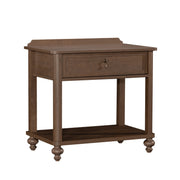 My Texas House Hartwell 1 Drawer Nightstand with USB Ports and Outlet, Heritage Oak Finish, Transitional Cottage Style, 453377