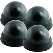 Pearl Enterprise Dummy Dome Security Camera, Wireless with Flashing Red LED Light, Indoor and Outdoor Use, Pack of 4