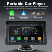WOUDY Portable Car Stereo MP5 Player with 7-Inch HD Touchscreen, Wireless Apple CarPlay and Android Auto, Bluetooth 5.0, Dual-Band WiFi, FM Radio Transmitter, Reverse Camera Support, B5300
