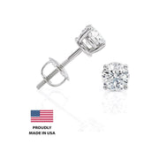 Beverly Hills Jewelers 1 Carat Lab Grown Diamond Stud Earrings, 14k White Gold, Round Brilliant Cut, 4-Prong Basket, Secure Screw Back, BHJ00LAB100