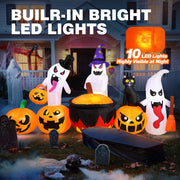 Ayieyill 8.5FT Halloween Inflatable Pumpkin Ghost Family with Built-in LED Lights, Outdoor Yard Decoration, Polyester
