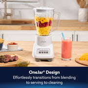 Oster Turbo Countertop Blender, 750W Motor, 54 oz BPA-Free Plastic Jar, Stainless Steel Blades, 5-Speed, White, 2254504