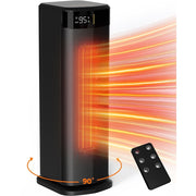 ALROCKET DH-QN26A Space Heater, 1500W PTC Ceramic Tower Heater with Thermostat, Remote Control, ECO Mode, 90 Oscillation, 24H Timer, Quiet Operation, Black